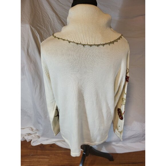 Theme Works by KiKiT Women's Cream Ugly Christmas Sweater Cowl Neck Sweater M - Picture 6 of 7